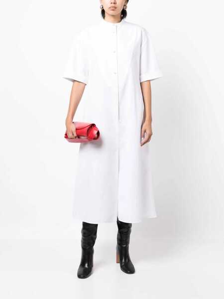 Rochii lungi Jil Sander Popeline Cotton Flared Shirt Dress With Hidden Buttoning White Femei (BM 16401426) 2