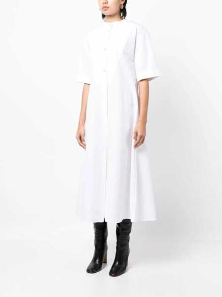 Rochii lungi Jil Sander Popeline Cotton Flared Shirt Dress With Hidden Buttoning White Femei (BM 16401426) 3