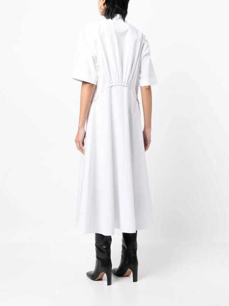 Rochii lungi Jil Sander Popeline Cotton Flared Shirt Dress With Hidden Buttoning White Femei (BM 16401426) 4