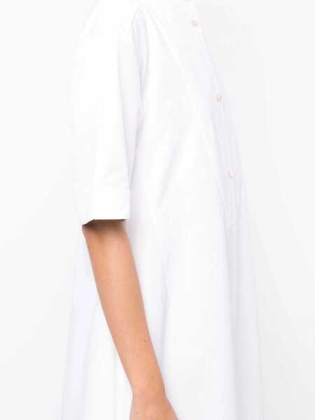 Rochii lungi Jil Sander Popeline Cotton Flared Shirt Dress With Hidden Buttoning White Femei (BM 16401426) 5