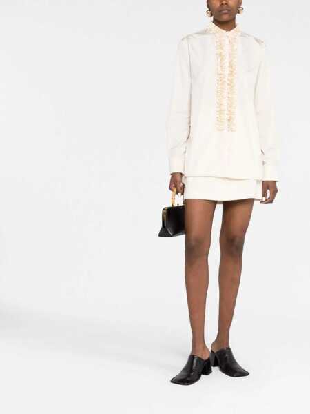 Camasi casual Jil Sander Mandarin Collar Nylon Shirt With Ruffled Detail White Femei (BM 16401429) 2