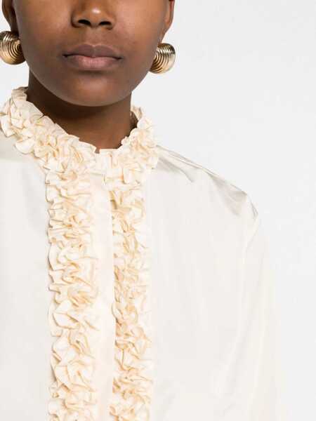 Camasi casual Jil Sander Mandarin Collar Nylon Shirt With Ruffled Detail White Femei (BM 16401429) 3