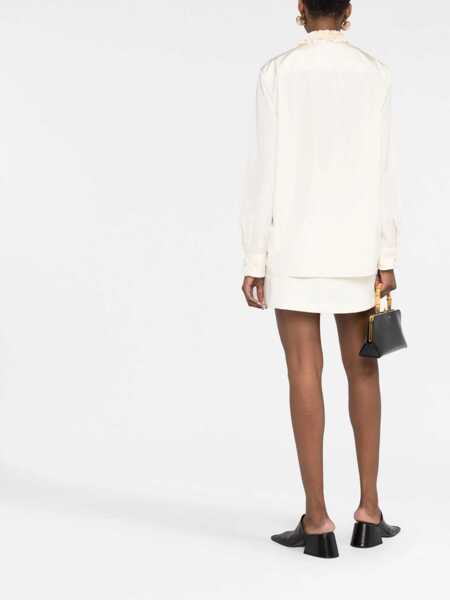 Camasi casual Jil Sander Mandarin Collar Nylon Shirt With Ruffled Detail White Femei (BM 16401429) 4