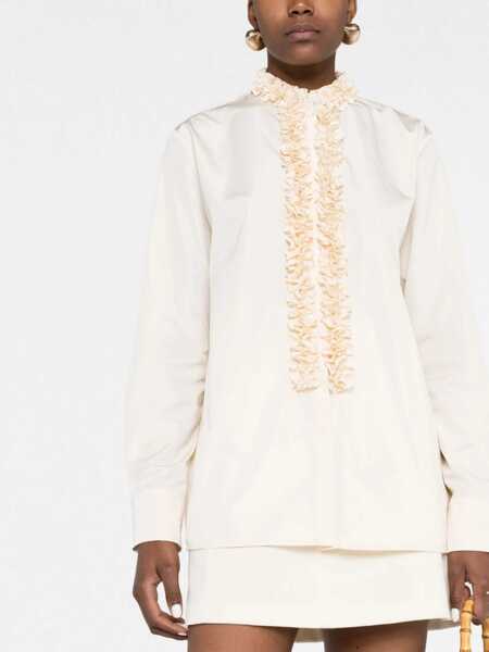 Camasi casual Jil Sander Mandarin Collar Nylon Shirt With Ruffled Detail White Femei (BM 16401429) 5