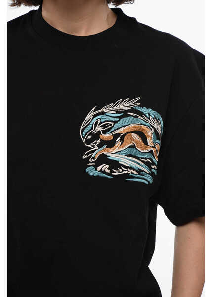 Tricouri Jil Sander Crew Neck Rabbit Embroidered T-Shirt Black Femei (BM 16401435) 3