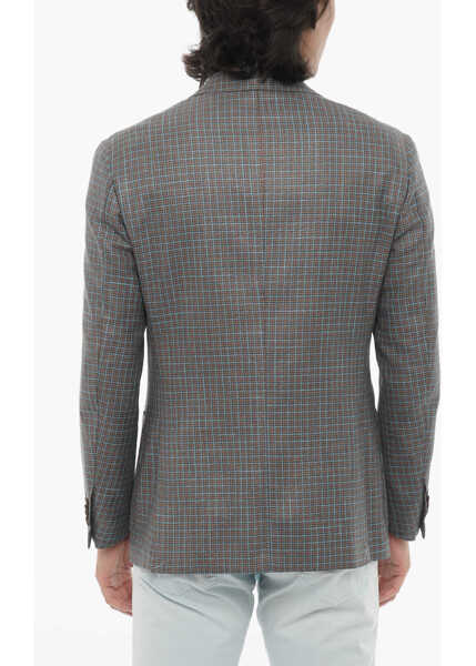 Sacouri CORNELIANI Half-Lined Leader Blazer With Check Pattern Blue Barbati (BM 16401471) 2