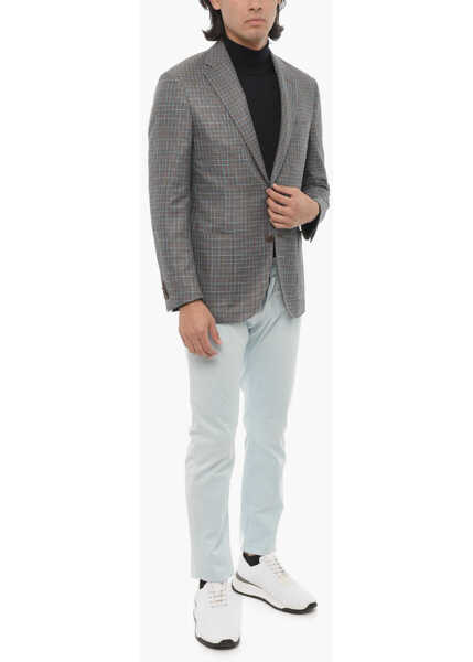 Sacouri CORNELIANI Half-Lined Leader Blazer With Check Pattern Blue Barbati (BM 16401471) 4