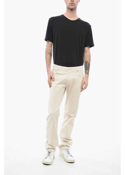 Pantaloni casual CORNELIANI Id Cotton Stretch Lazise 5 Pockets Pants With Belt Loops Beige Barbati (BM 16401480) 4