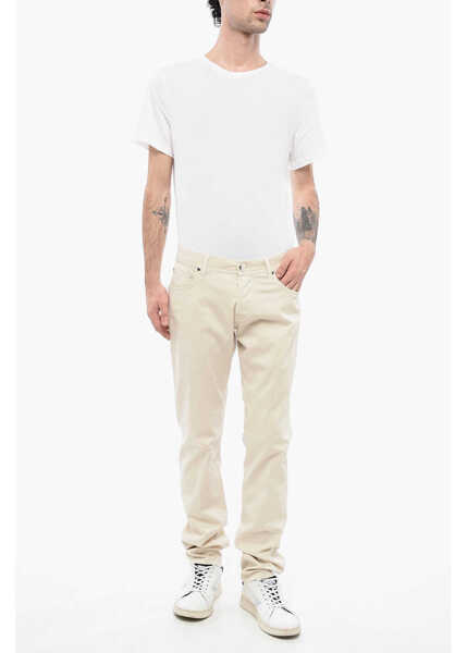 Pantaloni casual CORNELIANI Id Cotton Stretch Lazise 5 Pockets Pants With Belt Loops Beige Barbati (BM 16401483) 4