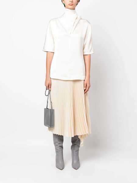 Bluze Jil Sander Short-Sleeved Satin Blouse With Sailor Collar White Femei (BM 16401588) 2