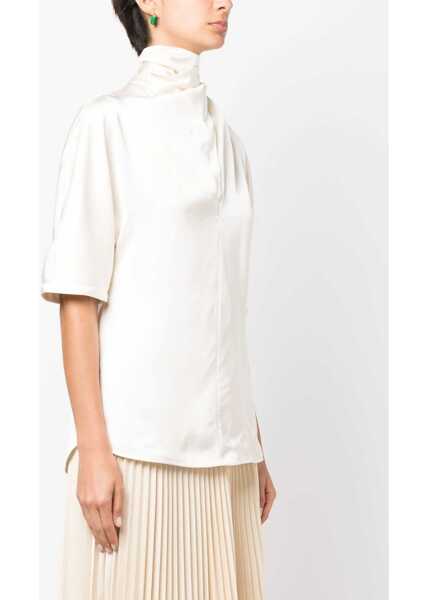 Bluze Jil Sander Short-Sleeved Satin Blouse With Sailor Collar White Femei (BM 16401588) 3