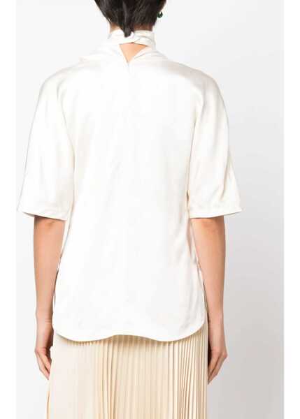 Bluze Jil Sander Short-Sleeved Satin Blouse With Sailor Collar White Femei (BM 16401588) 4