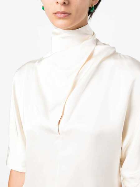 Bluze Jil Sander Short-Sleeved Satin Blouse With Sailor Collar White Femei (BM 16401588) 5