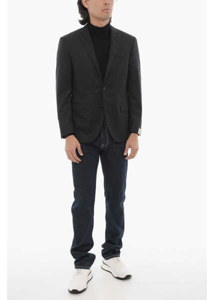 Sacouri CORNELIANI Virgin Wool Side Vents Notch Lapel 2-Button Blazer Blue Barbati (BM 16401633) 4