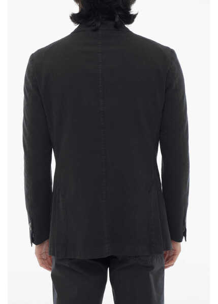 Sacouri CORNELIANI Id Cotton And Silk Identity Blazer With Notch Lapel And Patc Blue Barbati (BM 16401642) 2