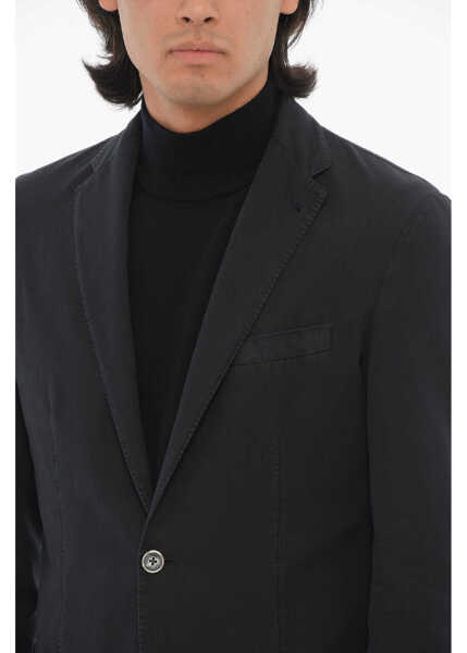 Sacouri CORNELIANI Id Cotton And Silk Identity Blazer With Notch Lapel And Patc Blue Barbati (BM 16401642) 3