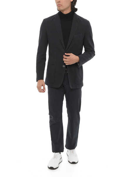 Sacouri CORNELIANI Id Cotton And Silk Identity Blazer With Notch Lapel And Patc Blue Barbati (BM 16401642) 4