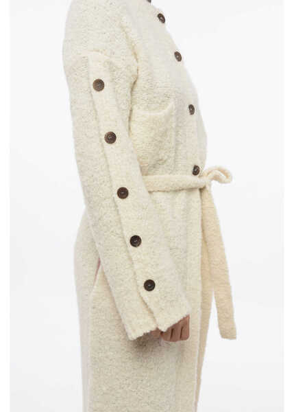Cardigane Co.Go Blended Alpaca Wool Long Cardigan With Buttoms Detail White Femei (BM 16407978) 3
