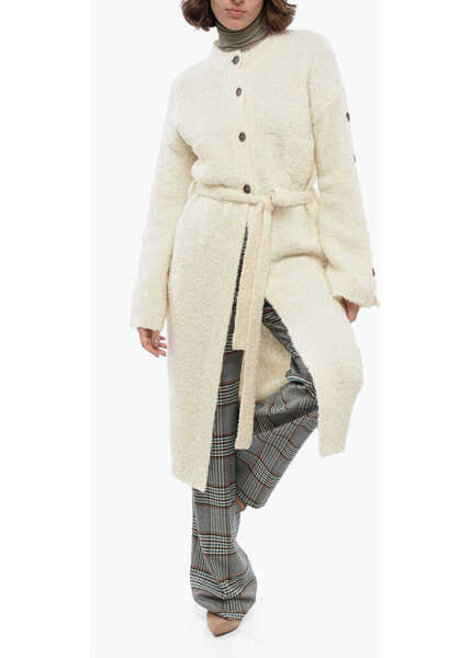 Cardigane Co.Go Blended Alpaca Wool Long Cardigan With Buttoms Detail White Femei (BM 16407978) 4