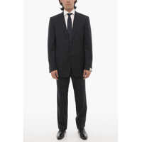 Costume Virgin Wool Center Vent Notch Lapel 2-Button Suit Barbati
