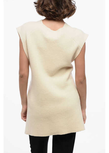 Veste casual Jil Sander V Neck Knitted Vest White Femei (BM 16408005) 2