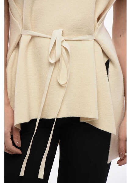 Veste casual Jil Sander V Neck Knitted Vest White Femei (BM 16408005) 3