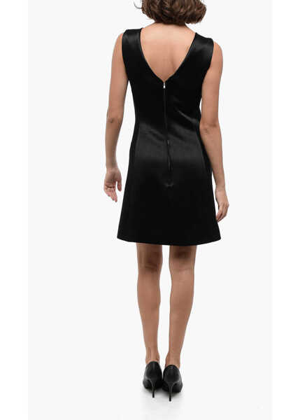 Rochii scurte Jil Sander Side Split Satin Sheath Dress With Inner Petticoat Black Femei (BM 16408008) 2