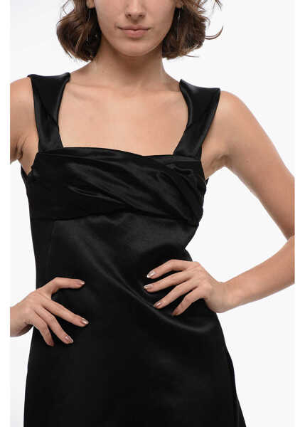 Rochii scurte Jil Sander Side Split Satin Sheath Dress With Inner Petticoat Black Femei (BM 16408008) 3