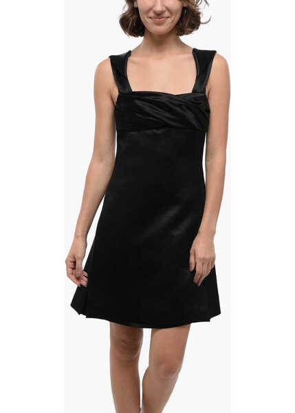 Rochii scurte Jil Sander Side Split Satin Sheath Dress With Inner Petticoat Black Femei (BM 16408008) 4