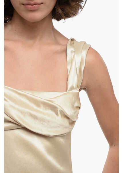 Rochii scurte Jil Sander Side Split Satin Sheath Dress With Inner Petticoat Beige Femei (BM 16408011) 3