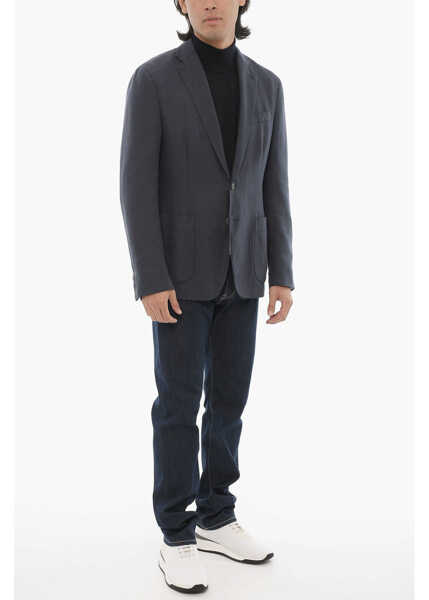 Sacouri CORNELIANI Cc Collection Unlined Two-Buttons Blazer With Patch Pockets Blue Barbati (BM 16408029) 4