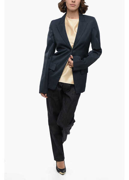 Sacouri Jil Sander Viscose Slim Fit Blazer With Peak Lapel Blue Femei (BM 16408284) 4