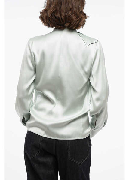 Camasi casual Jil Sander Satin Fluid Shirt With Asymmetric Mandarin Collar Light Blue Femei (BM 16408296) 2