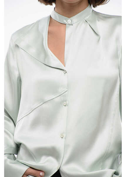 Camasi casual Jil Sander Satin Fluid Shirt With Asymmetric Mandarin Collar Light Blue Femei (BM 16408296) 3