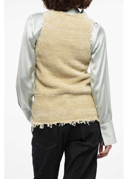 Bluze Jil Sander Silk Chenille Tank Top With Fringed Hem White Femei (BM 16408299) 2