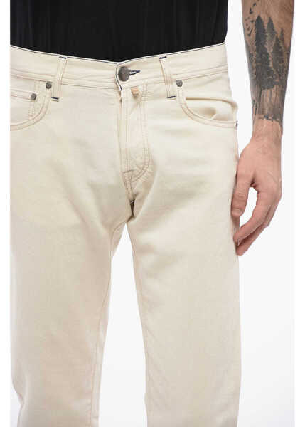 Pantaloni casual CORNELIANI Id Luxury Denim Ton-Sur-Ton Embroidered Denims Beige Barbati (BM 16408377) 3