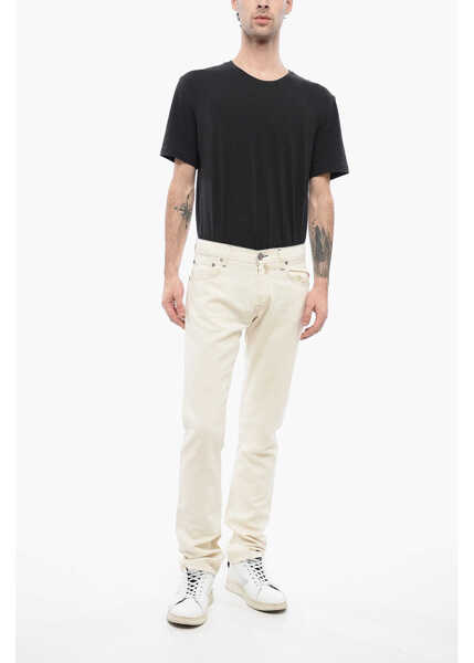 Pantaloni casual CORNELIANI Id Luxury Denim Ton-Sur-Ton Embroidered Denims Beige Barbati (BM 16408377) 4