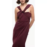 Imbracaminte ROLAND MOURET Dama - Rochii lungi ROLAND MOURET Asymmetric Cady Dress With Criss Cross Detail Burgundy Femei (BM 16408455) - B-mall.ro