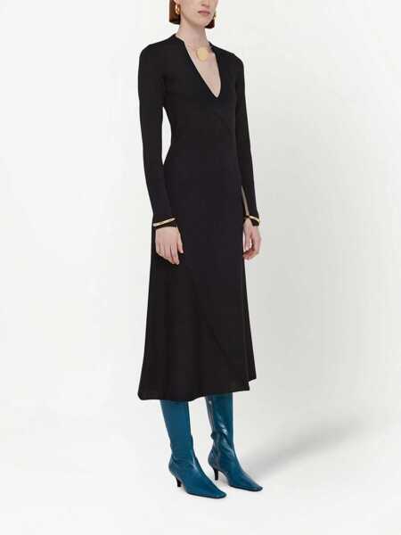 Rochii lungi Jil Sander Knitted Maxi Dress With Necklace Detail Black Femei (BM 16408461) 3