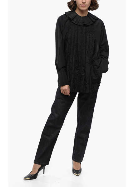 Camasi casual Jil Sander Nylon Tuxedo Shirt With Ruffled Collar Black Femei (BM 16408467) 4