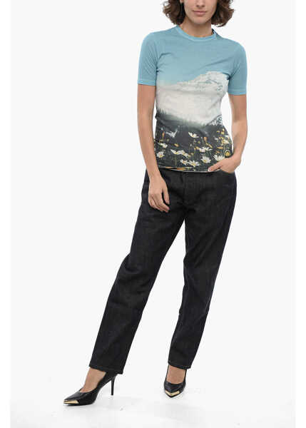 Tricouri Jil Sander Crew Neck Alps Tech Cotton T-Shirt Light Blue Femei (BM 16408476) 4