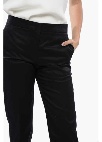 Pantaloni casual Jil Sander Pure Cotton Chinos Pants With Concealed Closure Blue Femei (BM 16408479) 3