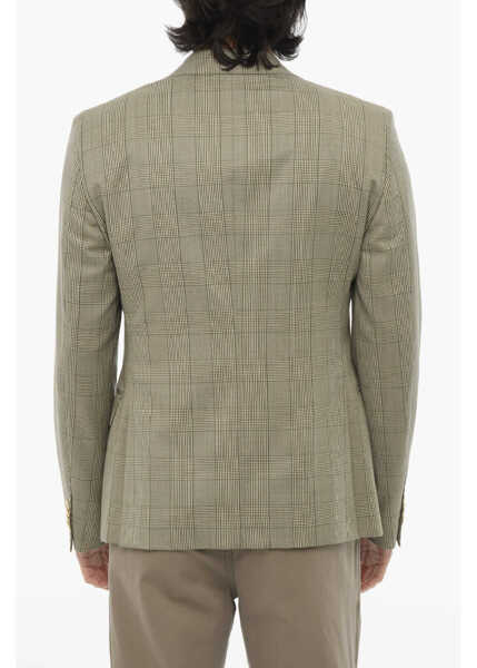 Sacouri CORNELIANI Cc Collection District Check Virgin Wool 2-Button Blazer Wit Green Barbati (BM 16408497) 2
