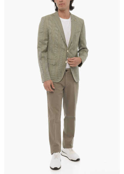 Sacouri CORNELIANI Cc Collection District Check Virgin Wool 2-Button Blazer Wit Green Barbati (BM 16408497) 4