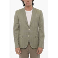 Sacouri Cc Collection District Check Virgin Wool 2-Button Blazer Wit Barbati