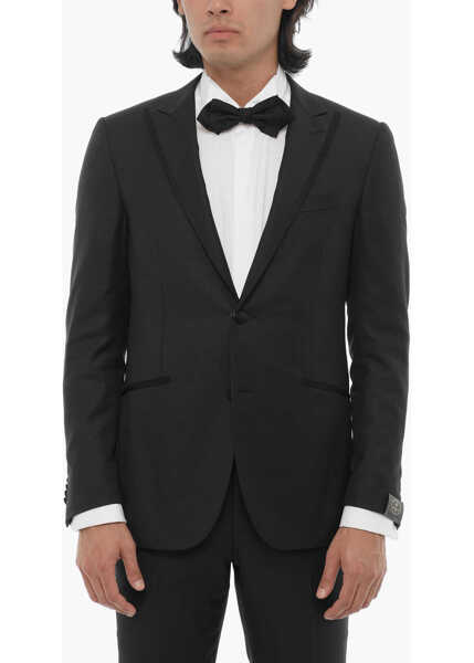 Costume CORNELIANI Hopsack Cerimonia Academy Suit With Peak Lapel Black Barbati (BM 16408509) 2