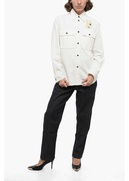 Camasi casual Jil Sander Corduroy Overshirt With Embroidered Patch White Femei (BM 16408647) 4