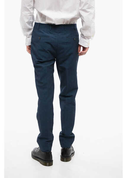 Pantaloni casual CORNELIANI Cc Collection Cotton And Linen Blend Reset Pants Blue Barbati (BM 16408665) 2