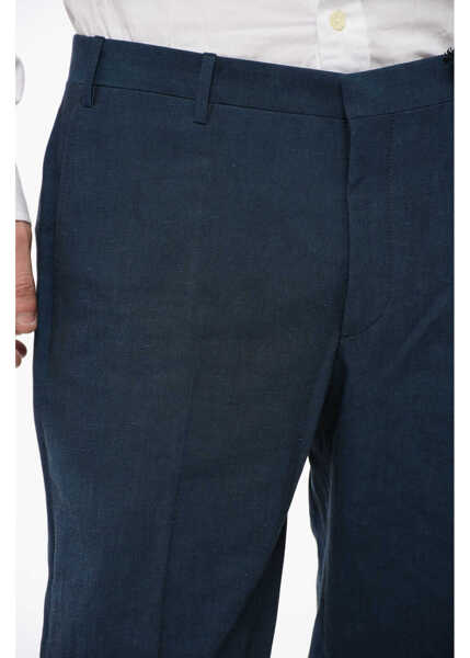 Pantaloni casual CORNELIANI Cc Collection Cotton And Linen Blend Reset Pants Blue Barbati (BM 16408665) 3