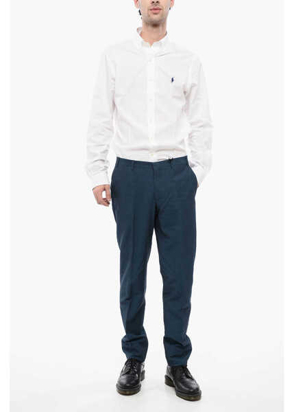 Pantaloni casual CORNELIANI Cc Collection Cotton And Linen Blend Reset Pants Blue Barbati (BM 16408665) 4